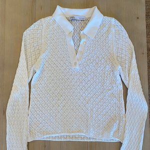 Zara Cropped Knit Long Sleeve Top